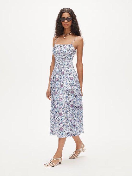 J. Crew Dresses & Skirts - J. Crew Blue & Purple Floral Smocked Midi Dress
